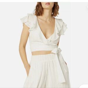 NWT Misa (Top Only) Wrapped Top Open Ruffle Neckline, 100% Cotton,  Revo…